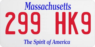 MA license plate 299HK9
