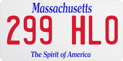 MA license plate 299HL0