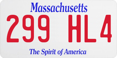MA license plate 299HL4