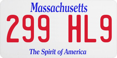 MA license plate 299HL9
