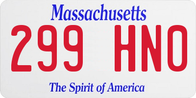 MA license plate 299HN0