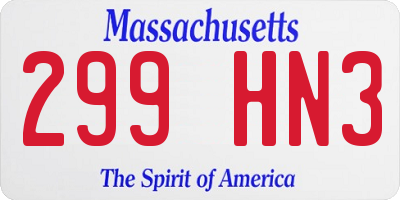 MA license plate 299HN3