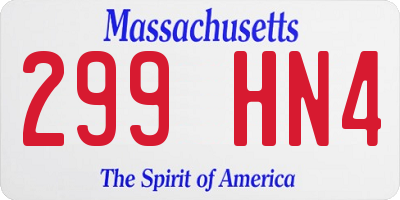 MA license plate 299HN4