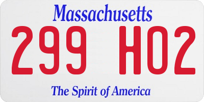 MA license plate 299HO2