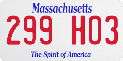 MA license plate 299HO3