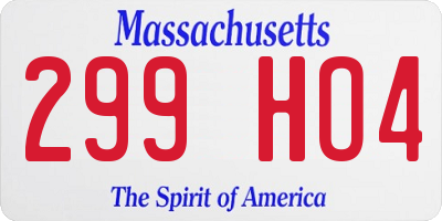 MA license plate 299HO4