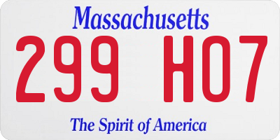 MA license plate 299HO7
