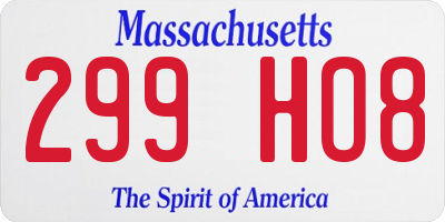 MA license plate 299HO8