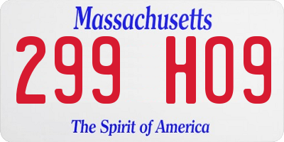 MA license plate 299HO9