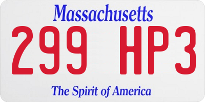 MA license plate 299HP3