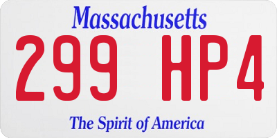MA license plate 299HP4