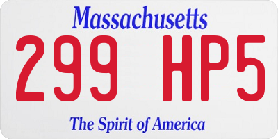 MA license plate 299HP5