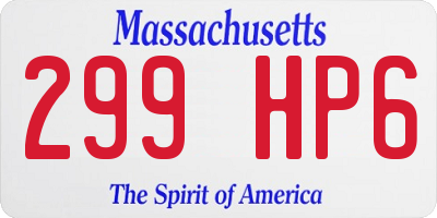 MA license plate 299HP6