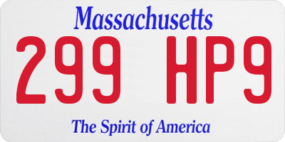 MA license plate 299HP9