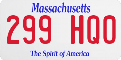 MA license plate 299HQ0