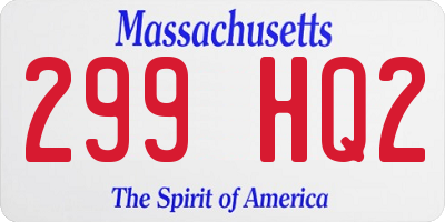 MA license plate 299HQ2