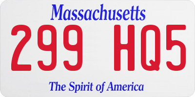 MA license plate 299HQ5