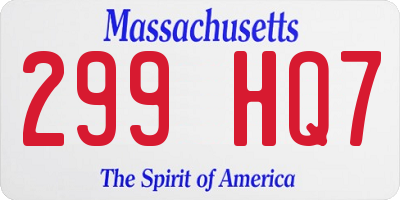 MA license plate 299HQ7