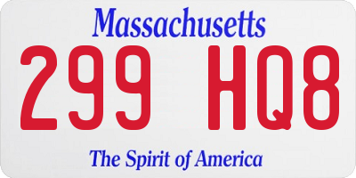 MA license plate 299HQ8