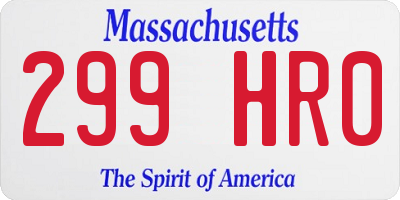 MA license plate 299HR0