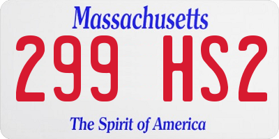 MA license plate 299HS2