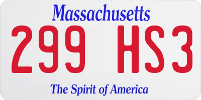MA license plate 299HS3