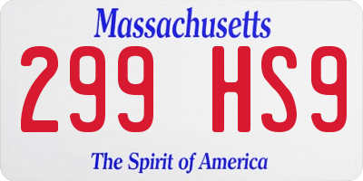 MA license plate 299HS9