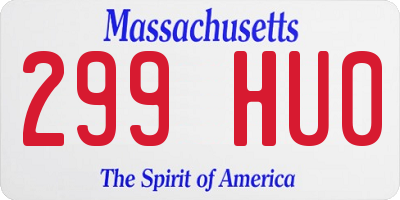 MA license plate 299HU0