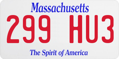 MA license plate 299HU3