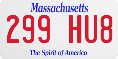 MA license plate 299HU8