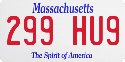 MA license plate 299HU9