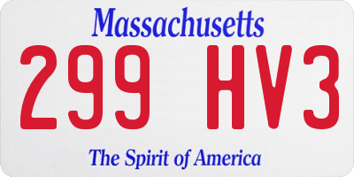 MA license plate 299HV3