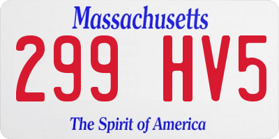 MA license plate 299HV5