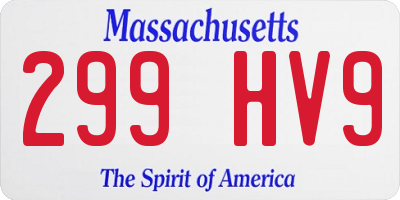 MA license plate 299HV9