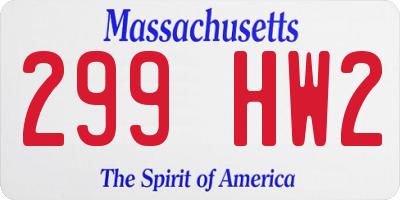 MA license plate 299HW2