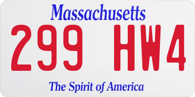MA license plate 299HW4