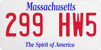 MA license plate 299HW5