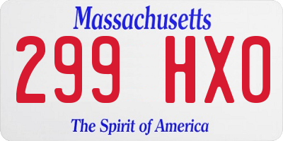 MA license plate 299HX0