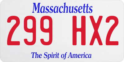 MA license plate 299HX2