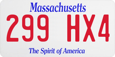 MA license plate 299HX4
