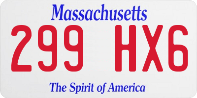 MA license plate 299HX6