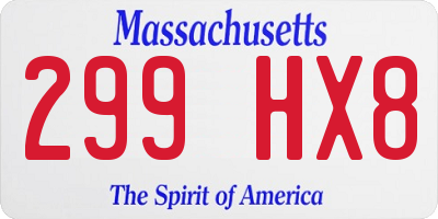 MA license plate 299HX8