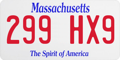 MA license plate 299HX9