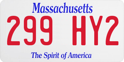 MA license plate 299HY2