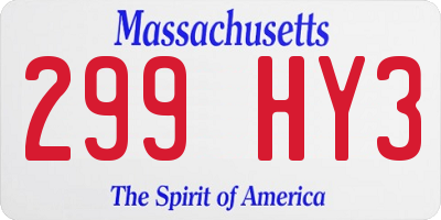 MA license plate 299HY3