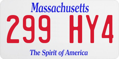 MA license plate 299HY4