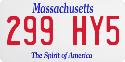 MA license plate 299HY5