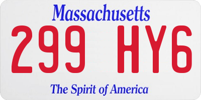 MA license plate 299HY6