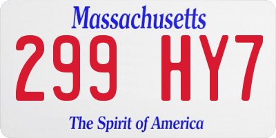 MA license plate 299HY7