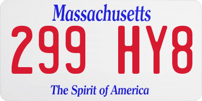 MA license plate 299HY8